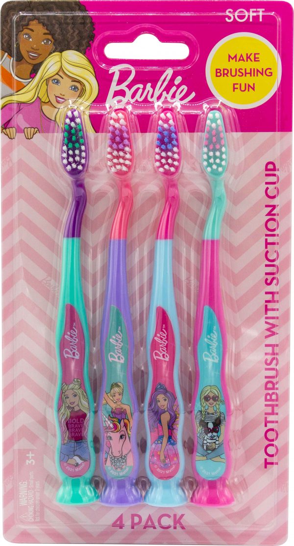 Barbie Toothbrush with Suction Cup Pack of 4